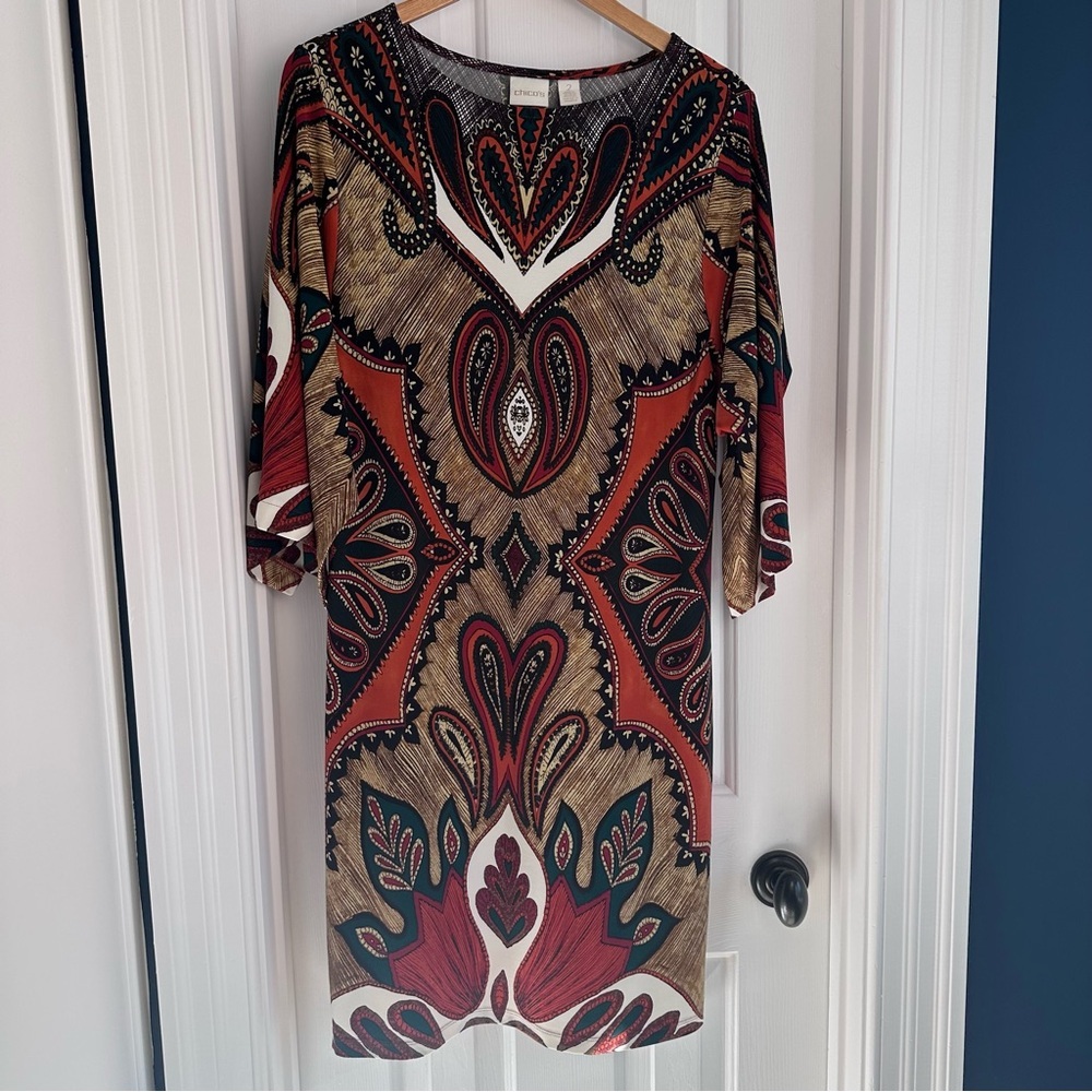 Womens Chico's Bohemian Shift Dress EUC - Picture 2 of 8